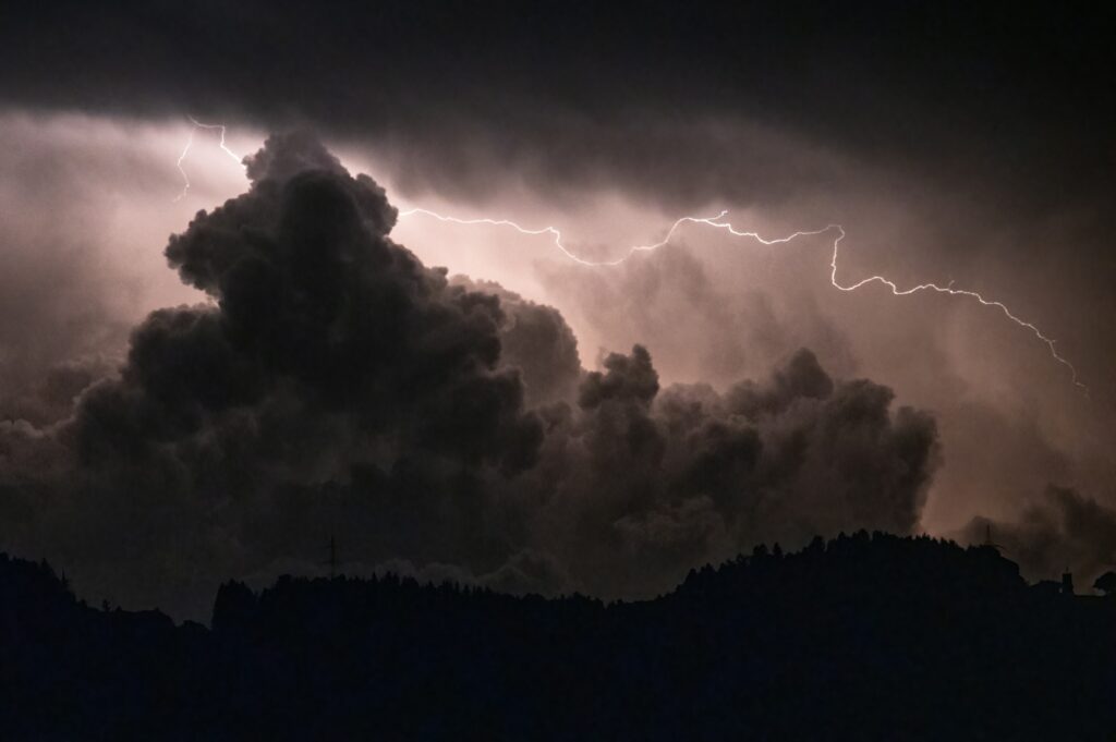 stormy airport with delayed flights