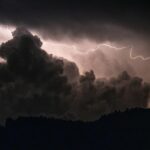 stormy airport with delayed flights